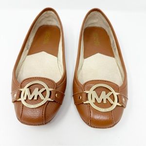 MICHAEL KORS FULTON LUGGAGE LEATHER FLATS 6‎